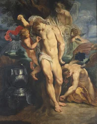 Heiliger Sebastian von Engeln gepflegt, 1601-02